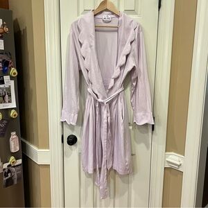 Like New LAKE Pima Scallop Robe Purple Wildflower Women’s Large Scalloped Trim